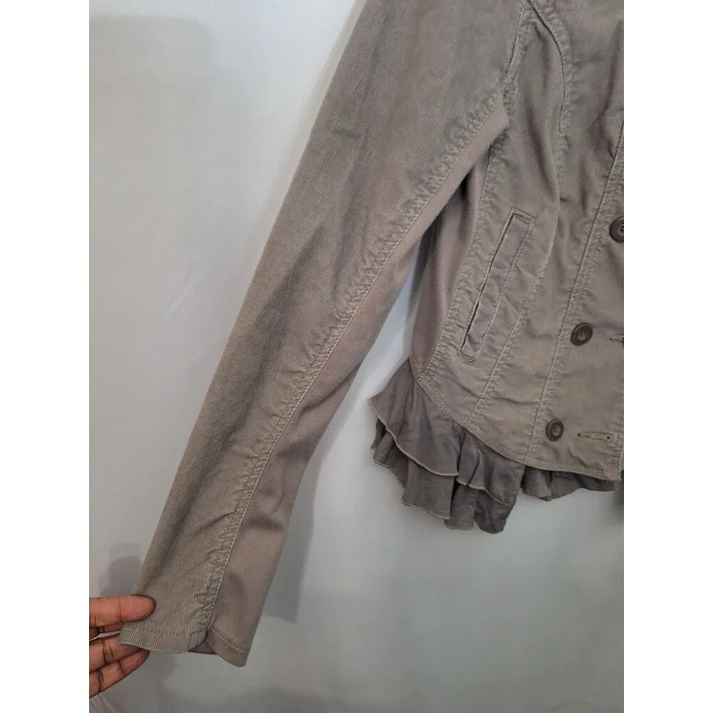 NWT Free People Corduroy Peplum Jacket Sz 8 Ruffles Button Up Military Bohemian